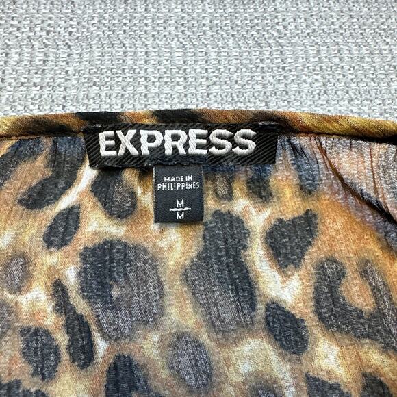 Y2K Sheer Leopard Belted Mini Dress M Layered Slip Lined Party‎ Glam Express - Picture 2 of 9